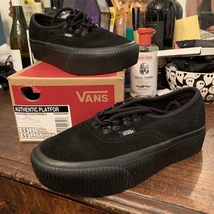 All Black Platform Vans